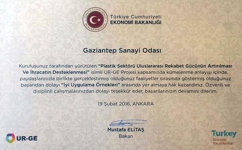 GSO’NUN URGE PROJESİNE BAŞARI SERTİFİKASI
