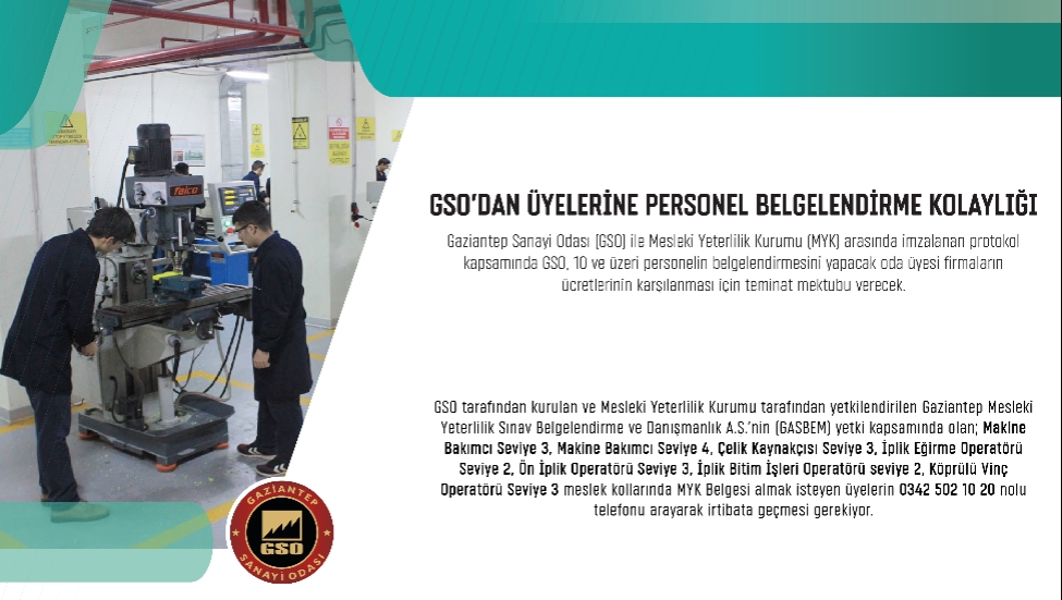 GSO’DAN ÜYELERİNE PERSONEL BELGELENDİRME KOLAYLIĞI 
