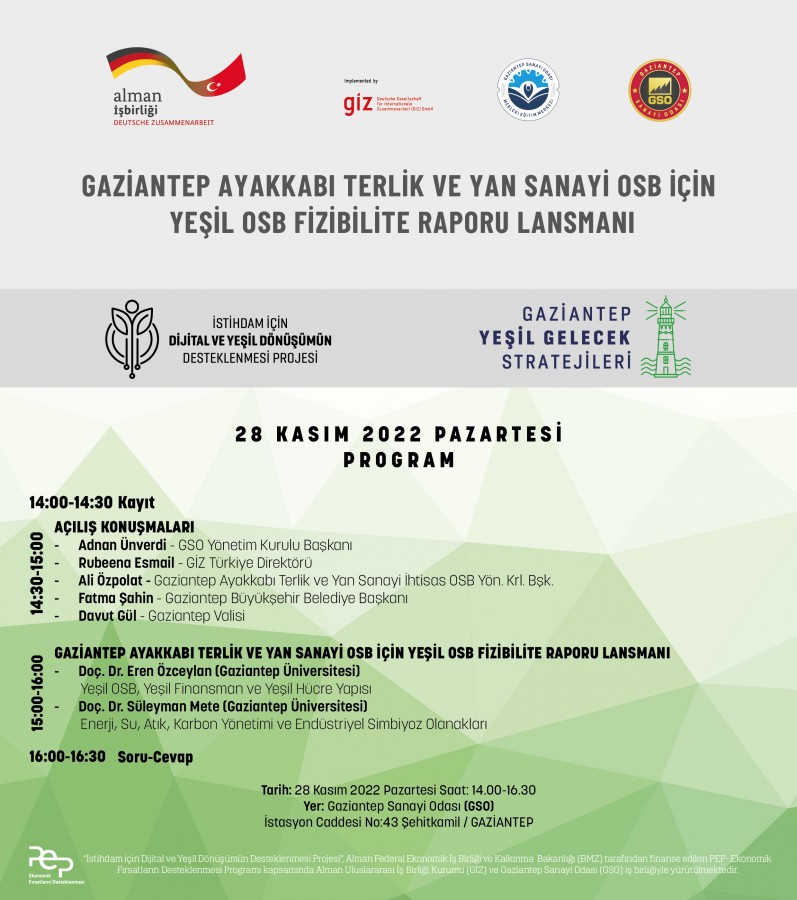 Gaziantep Ayakkabı İhtisas Yeşil OSB Eylem Planı Lansman Toplantısı